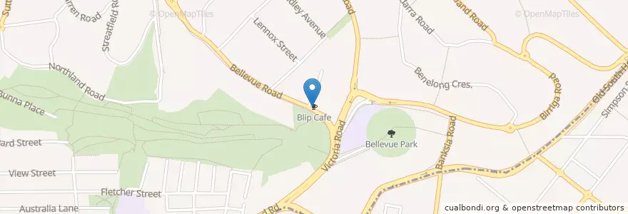 Mapa de ubicacion de Blip Cafe en Australia, New South Wales, Sydney, Woollahra Municipal Council.