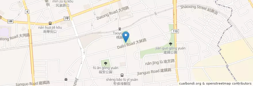 Mapa de ubicacion de 桃園火車站(後站) en 臺灣, 桃園市, 桃園區.