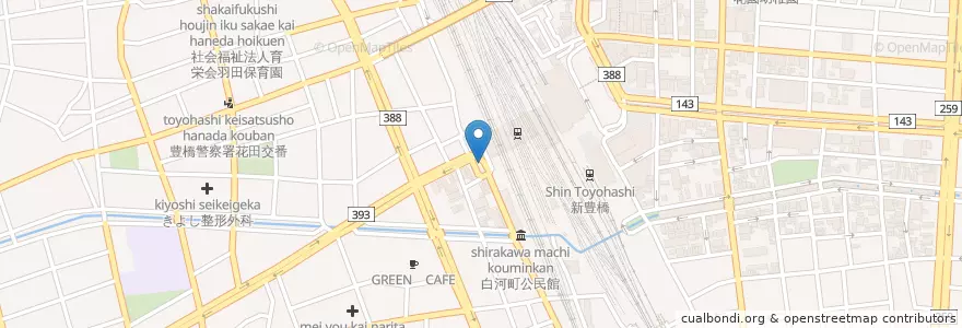 Mapa de ubicacion de 時計台 en Japon, Préfecture D'Aichi, Toyohashi.