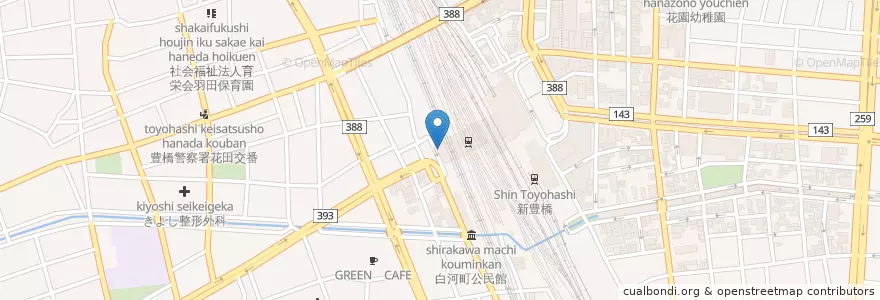 Mapa de ubicacion de 自動販売機 en Japon, Préfecture D'Aichi, Toyohashi.