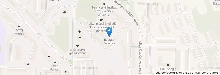 Mapa de ubicacion de Балаган en Rússia, Distrito Federal Oriental, Iacútia, Нерюнгринский Улус, Городское Поселение Нерюнгри.
