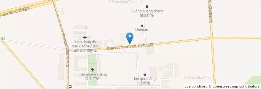 Mapa de ubicacion de 老太婆摊摊面 en 中国, 山东省, 济南市, 历城区, 山大路街道.