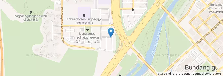 Mapa de ubicacion de 깐부치킨 en Corée Du Sud, Gyeonggi, 분당구.