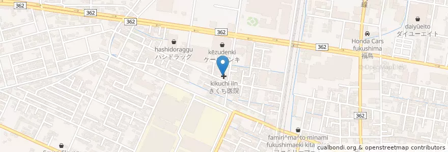 Mapa de ubicacion de きくち医院 en 日本, 福島県, 福島市.