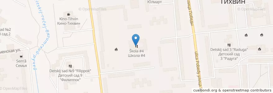 Mapa de ubicacion de Школа #4 en Russia, Northwestern Federal District, Leningrad Oblast, Tihvinä District, Тихвинское Городское Поселение.