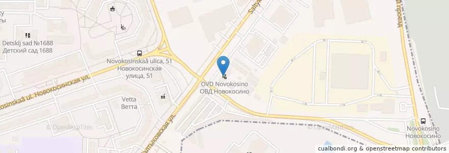 Mapa de ubicacion de ОВД Новокосино en Rusia, Центральный Федеральный Округ, Московская Область, Район Новокосино.