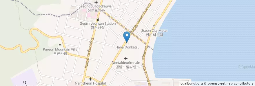 Mapa de ubicacion de Hana Donkatsu en South Korea, Busan, Suyeong-Gu, Namcheon-Dong.