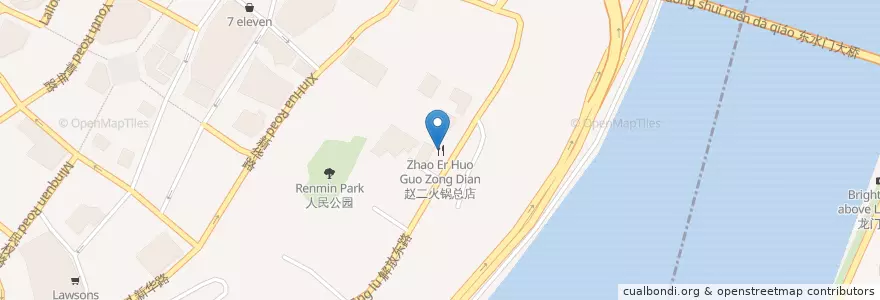 Mapa de ubicacion de 赵二火锅总店 en الصين, تشونغتشينغ, 重庆市中心.