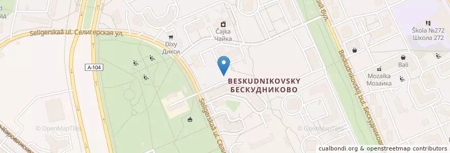 Mapa de ubicacion de Beskudnikovsky District en Russia, Central Federal District, Moscow, Northern Administrative Okrug, Beskudnikovsky District.