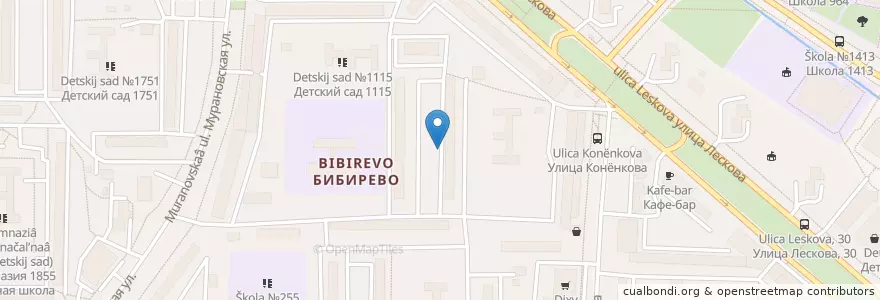 Mapa de ubicacion de район Бибирево en Rusland, Centraal Federaal District, Moskou, Северо-Восточный Административный Округ, Район Бибирево.