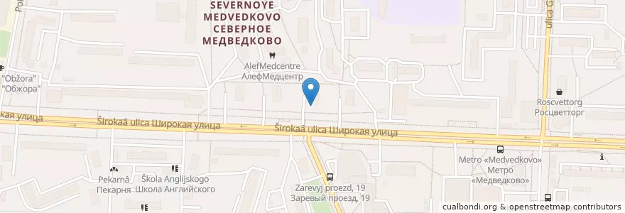 Mapa de ubicacion de Severnoye Medvedkovo District en Russia, Central Federal District, Moscow, North-Eastern Administrative Okrug, Severnoye Medvedkovo District.