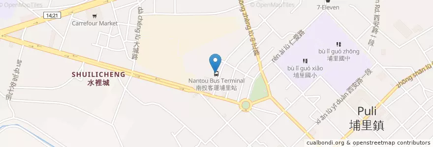 Mapa de ubicacion de 南投客運埔里站 en 臺灣, 臺灣省, 南投縣, 埔里鎮.