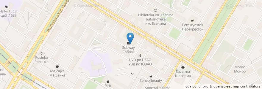 Mapa de ubicacion de Булошная Колобок en Russie, District Fédéral Central, Moscou, Юго-Западный Административный Округ, Академический Район.