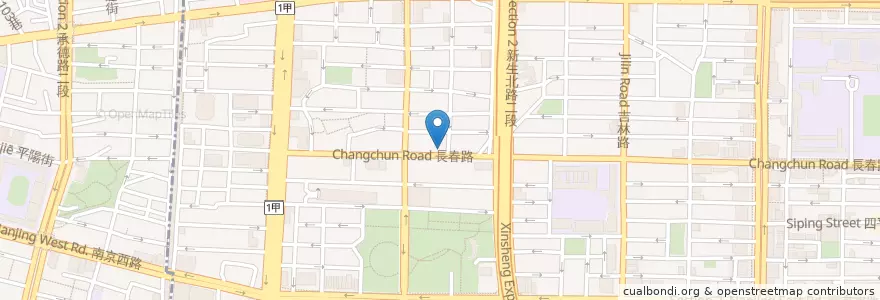 Mapa de ubicacion de 長春路狐仙廟 en 台湾, 新北市, 台北市, 中山区.