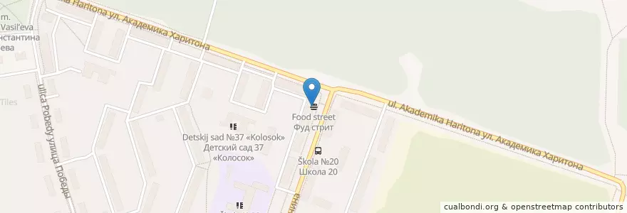 Mapa de ubicacion de Food street en Russia, Volga Federal District, Nizhny Novgorod Oblast, Sarov.