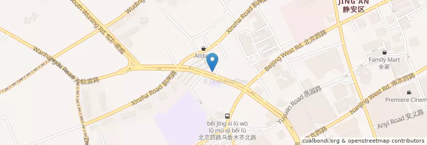 Mapa de ubicacion de Pingxi Bank en چین, شانگهای, 静安区.
