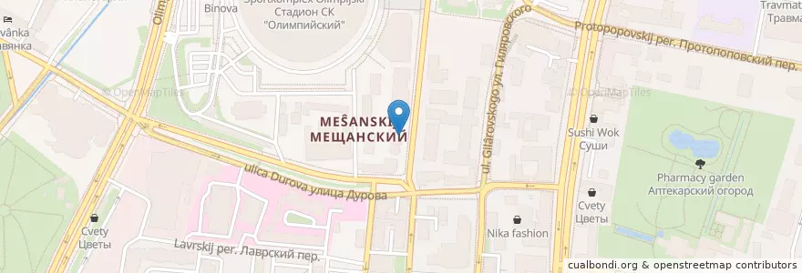 Mapa de ubicacion de 45°/60° en Rusland, Centraal Federaal District, Moskou, Центральный Административный Округ, Мещанский Район.
