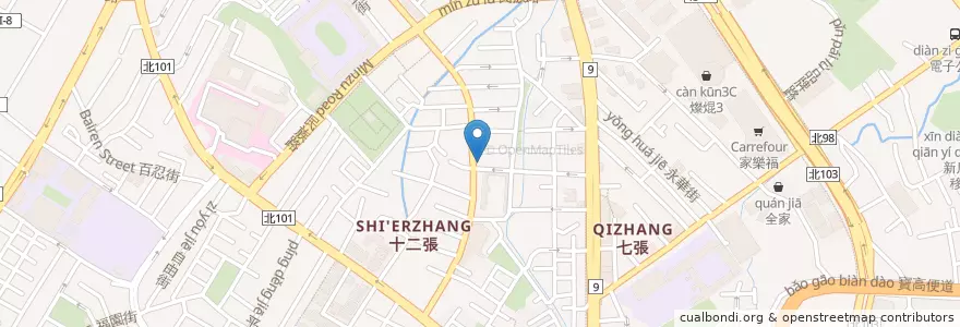 Mapa de ubicacion de 八方雲集水餃 en تايوان, تايبيه الجديدة, 新店區.