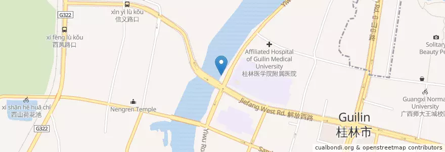 Mapa de ubicacion de Scoozi bar en China, Guangxi, Guilin, Xiufeng District.