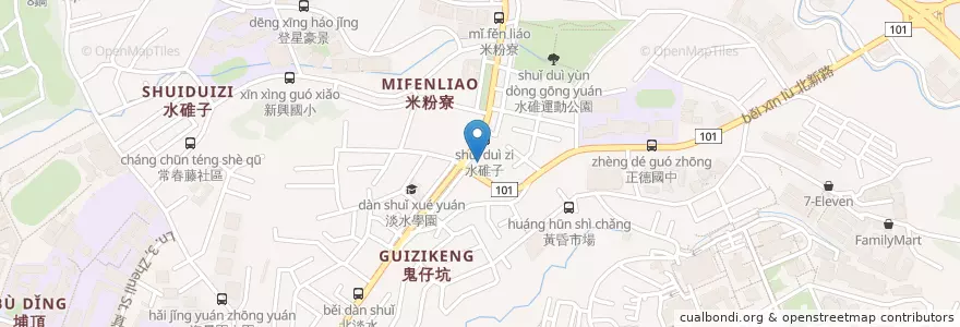 Mapa de ubicacion de 水碓圖書館 en Taiwán, Nuevo Taipéi, 淡水區.