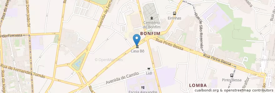 Mapa de ubicacion de Casa Bô en پرتغال, Norte, Área Metropolitana Do Porto, Porto, Porto, Bonfim.