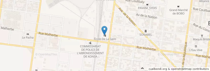 Mapa de ubicacion de Ècole De La Gare en Burquina Faso, Hauts-Bassins, Houet.