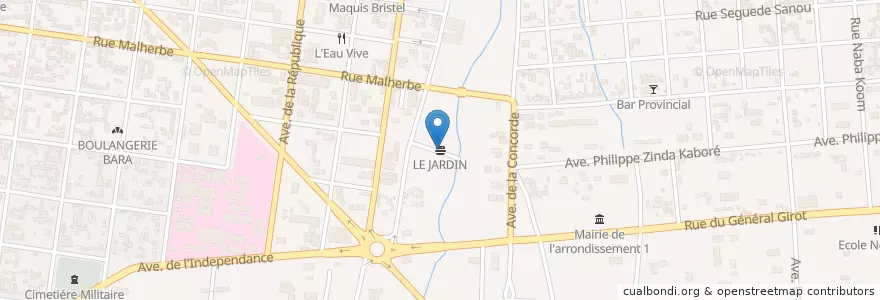 Mapa de ubicacion de LE JARDIN en Burquina Faso, Hauts-Bassins, Houet.