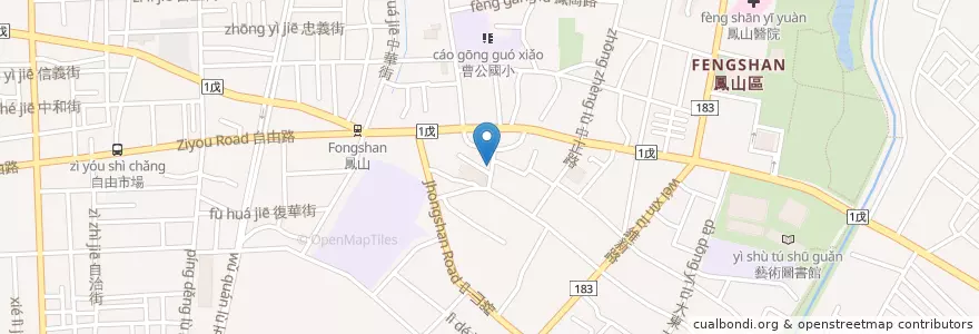 Mapa de ubicacion de 鳳山三民路郵局前郵筒 en Tayvan, Kaohsiung, 鳳山區.