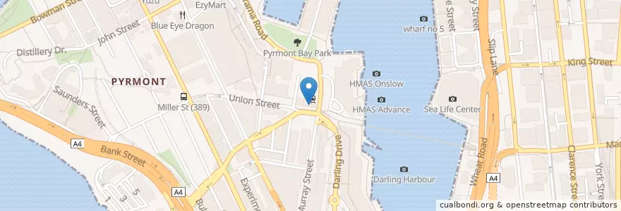 Mapa de ubicacion de Pyrmont Kababs en Australia, New South Wales, Council Of The City Of Sydney, Sydney.