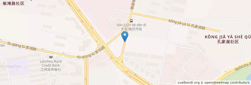 Mapa de ubicacion de 众邦金水湾 en Китай, Ганьсу, Ланьчжоу, 安宁区, 孔家崖街道.