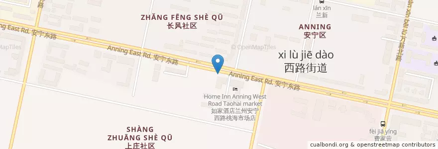 Mapa de ubicacion de 加莱印象 en 중국, 간쑤성, 兰州市 (Lanzhou), 安宁区, 银滩路街道.
