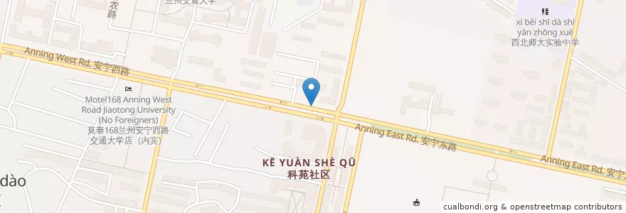 Mapa de ubicacion de 水挂庄桥头西 en China, Gansu, Lanzhou, Anning District, Anning West Road Subdistrict.