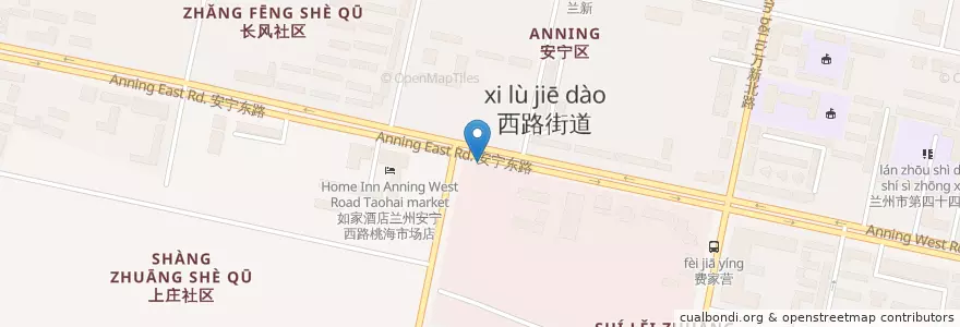 Mapa de ubicacion de 安宁桃海市场 en چین, گانسو, لانژو, 安宁区, 银滩路街道.