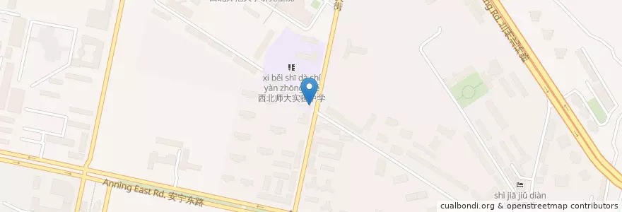 Mapa de ubicacion de 甘铝社区 en China, Gansu, 兰州市 (Lanzhou), 安宁区, 培黎街道.