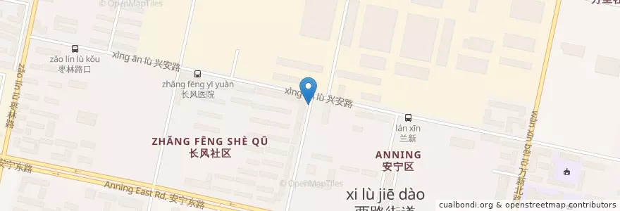 Mapa de ubicacion de 长风社区中心 en Çin, Kansu, 兰州市 (Lanzhou), 安宁区, 安宁西路街道.