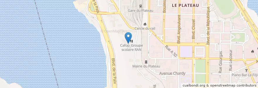 Mapa de ubicacion de Cafop Groupe scolaire RAN en Costa Do Marfim, Abidjan, Le Plateau.