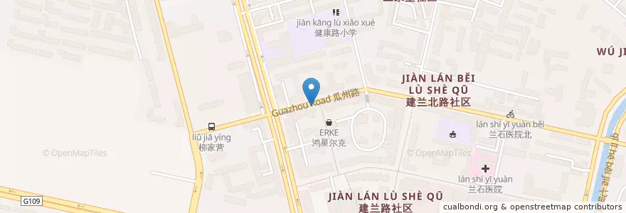 Mapa de ubicacion de 七里河消防队 en China, Gansu, 兰州市 (Lanzhou), 七里河区, 建兰路街道.