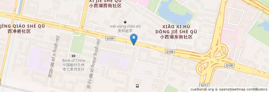 Mapa de ubicacion de 公交集团西 en چین, گانسو, لانژو, 七里河区, 西湖街道.