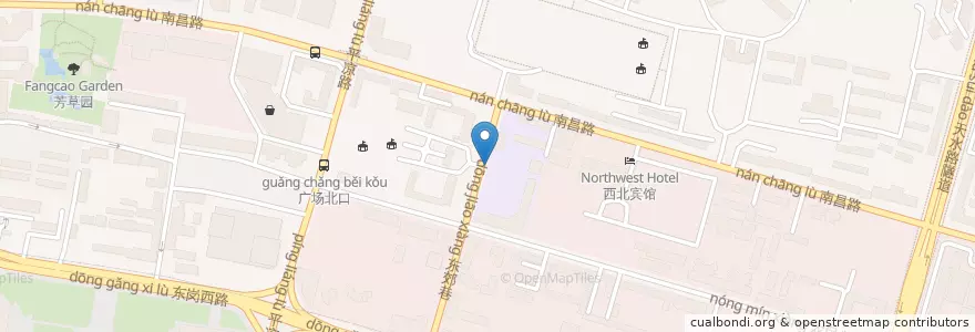 Mapa de ubicacion de 兰州十四中 en 중국, 간쑤성, 兰州市 (Lanzhou), 城关区, 东岗西路街道.