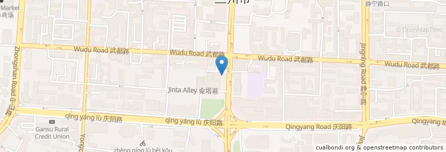 Mapa de ubicacion de 兰州银行营业部 en الصين, قانسو, 兰州市 (Lanzhou), 城关区, 酒泉路街道.