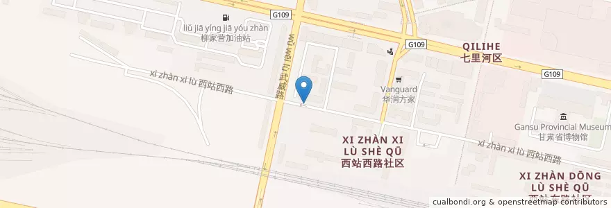 Mapa de ubicacion de 兰铁办事处 en چین, گانسو, لانژو, 七里河区, 西站街道.
