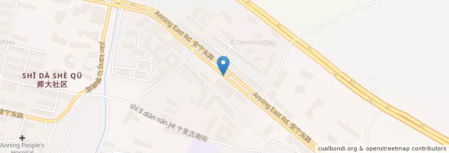 Mapa de ubicacion de 十里店天桥 en 中国, 甘粛省, 蘭州市, 安宁区, 培黎街道.