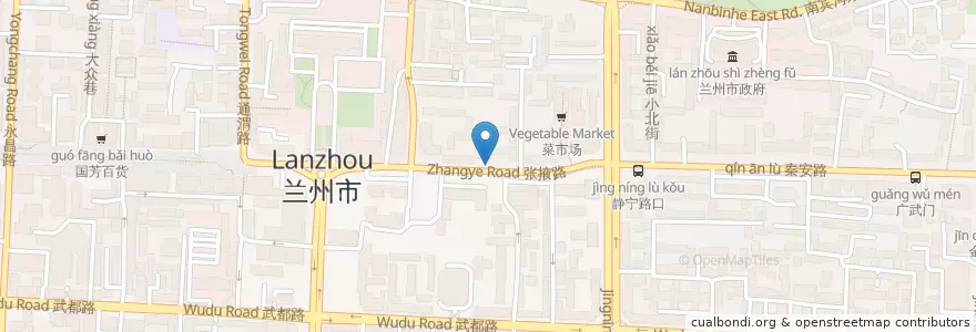 Mapa de ubicacion de 城关体检中心 en 中国, 甘肃省, 兰州市, 城关区, 张掖路街道.