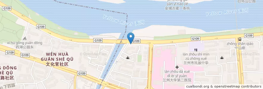 Mapa de ubicacion de 市卫生监督所 en الصين, قانسو, 兰州市 (Lanzhou), 城关区, 临夏路街道.