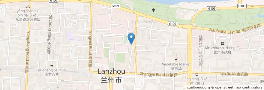Mapa de ubicacion de 市委家属院 en Chine, Gansu, 兰州市 (Lanzhou), 城关区, 张掖路街道.