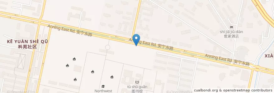 Mapa de ubicacion de 师大专家楼 en 중국, 간쑤성, 兰州市 (Lanzhou), 安宁区, 培黎街道.