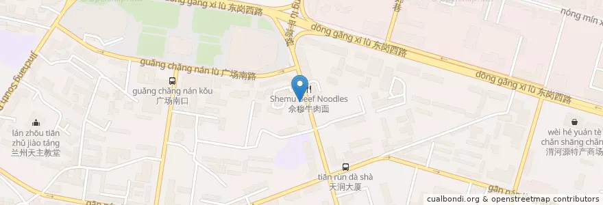 Mapa de ubicacion de 平凉路中段 en Çin, Kansu, 兰州市 (Lanzhou), 城关区, 皋兰路街道.