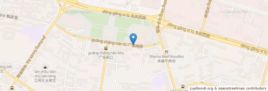 Mapa de ubicacion de 广场南路东段 en 中国, 甘肃省, 兰州市, 城关区, 皋兰路街道.