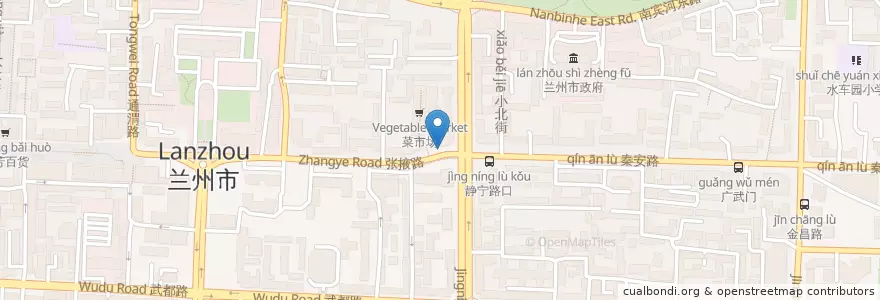 Mapa de ubicacion de 张掖路东口 en 中国, 甘肃省, 兰州市, 城关区.