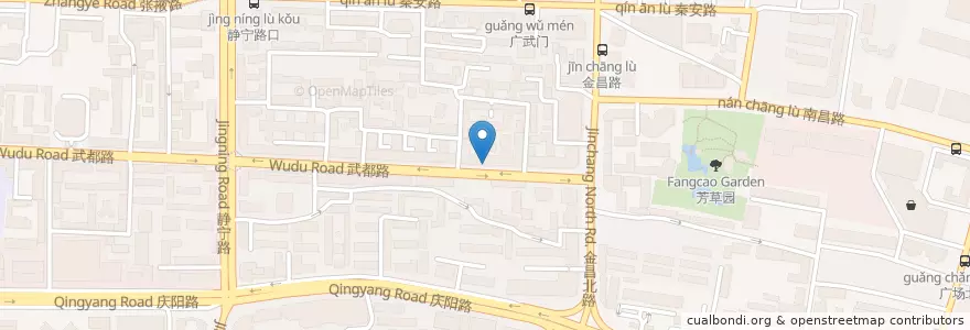 Mapa de ubicacion de 武都路东口 en China, Gansu, Lanzhou, Chengguan District, Guangwumen Subdistrict.